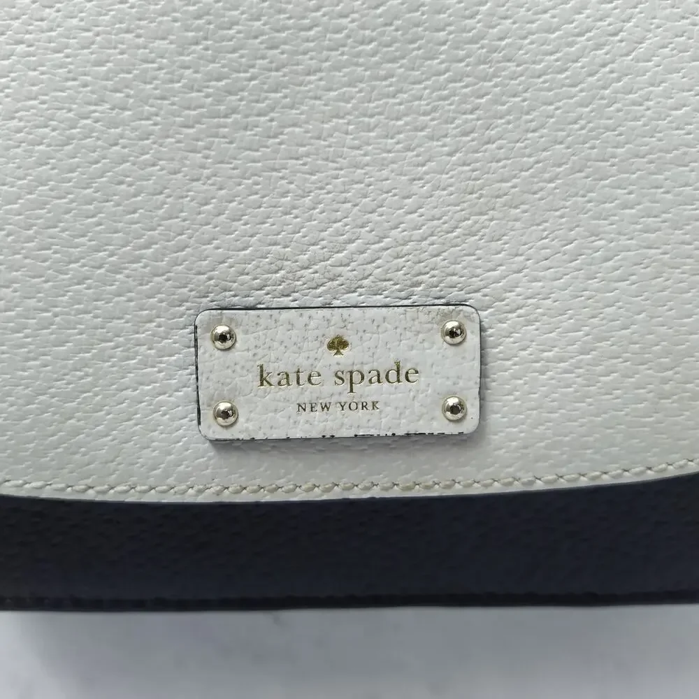 Kate Spade New York Colorblock Ivory Black Leather Small Crossbody Bag
